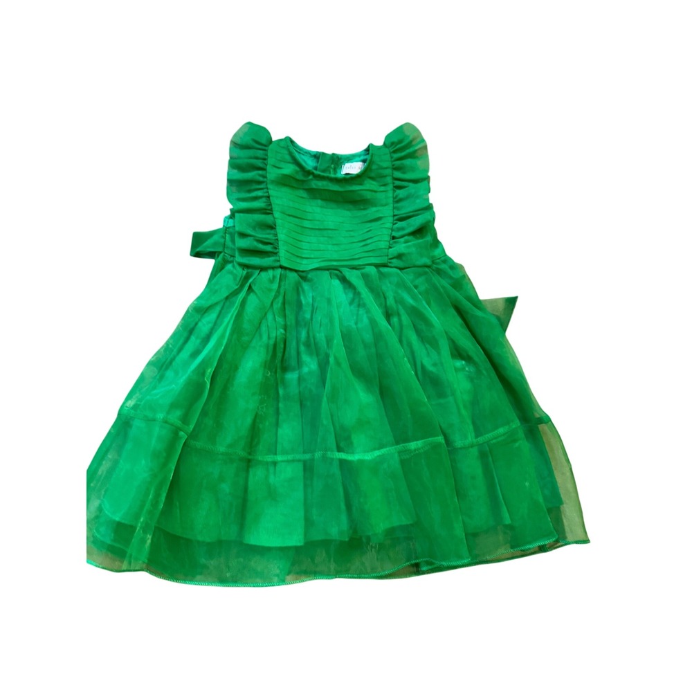 Trish Scully Child Girls Green Organza Ruffle Party Dress Size 2 Holiday Wedding